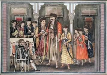 Shuja ud-daula, Nawab of Oudh (1754-75) and His Ten Sons, Engraved by P. Renault, 1796